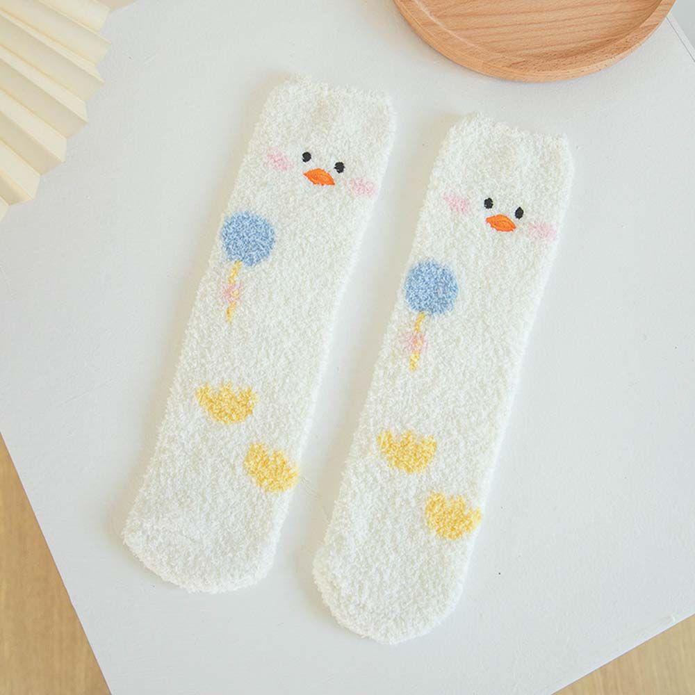 Socks Animal Print Simple Cute Floor Socks Mid-tube Socks Coral Fleece Socks Female Hosiery