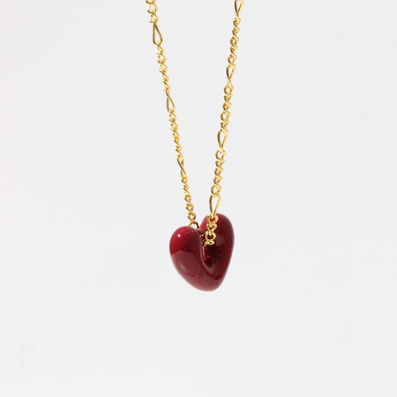 Necklace, sweater necklace, high-end enamel coated colorful heart necklace