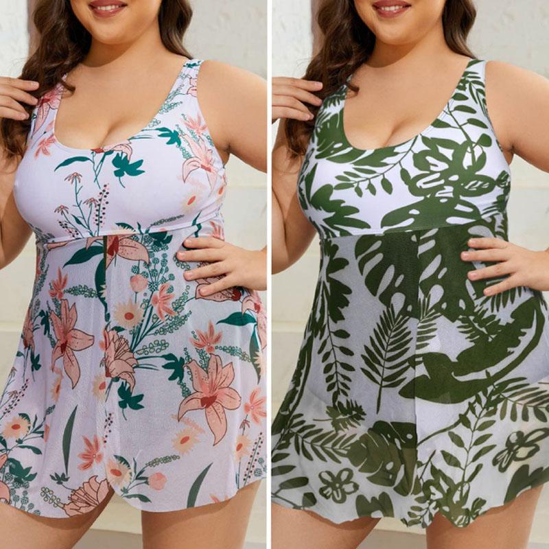 Сексуальный купальник с цветочным принтом больших размеров, женский купальник с эффектом пуш-ап, платье с разрезом, купальник, пляжная одежда
