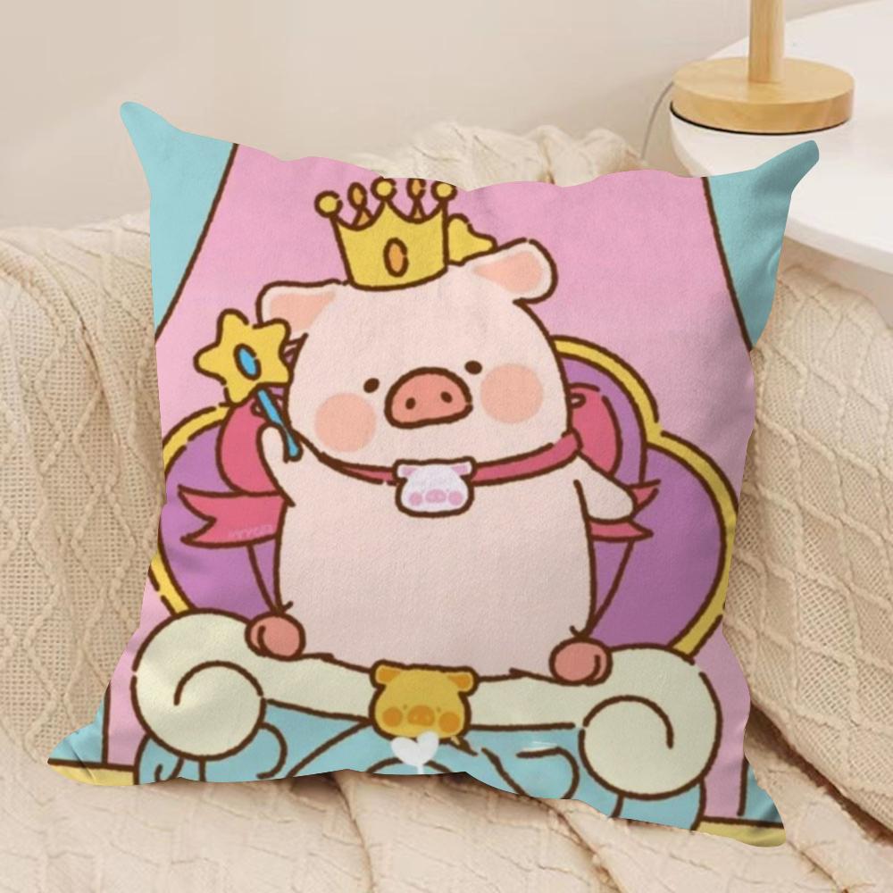 Мультяшная Розовая Наволочка L-Lulu Pig из Шелковистого Короткого Плюша, Двусторонняя Печать, для Подушки на Диван, Декор для Дома на Все Сезоны, Подарок