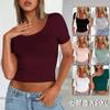 Women's Short Sleeve Square Neck Slim Fit Navel T-Shirt