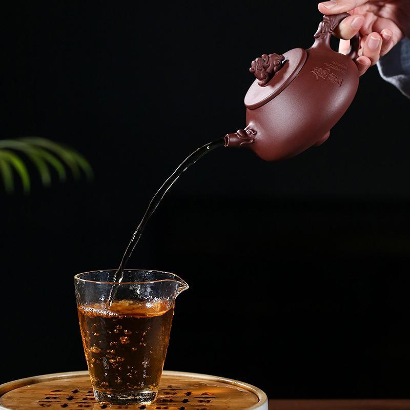 250 мл фиолетовый глиняный горшок Исин, оригинальный мой фиолетовый глиняный чайный горшок, камень печати дракона, ковш, горшок, известный мастер, чистый ручной чайник Гун Пао