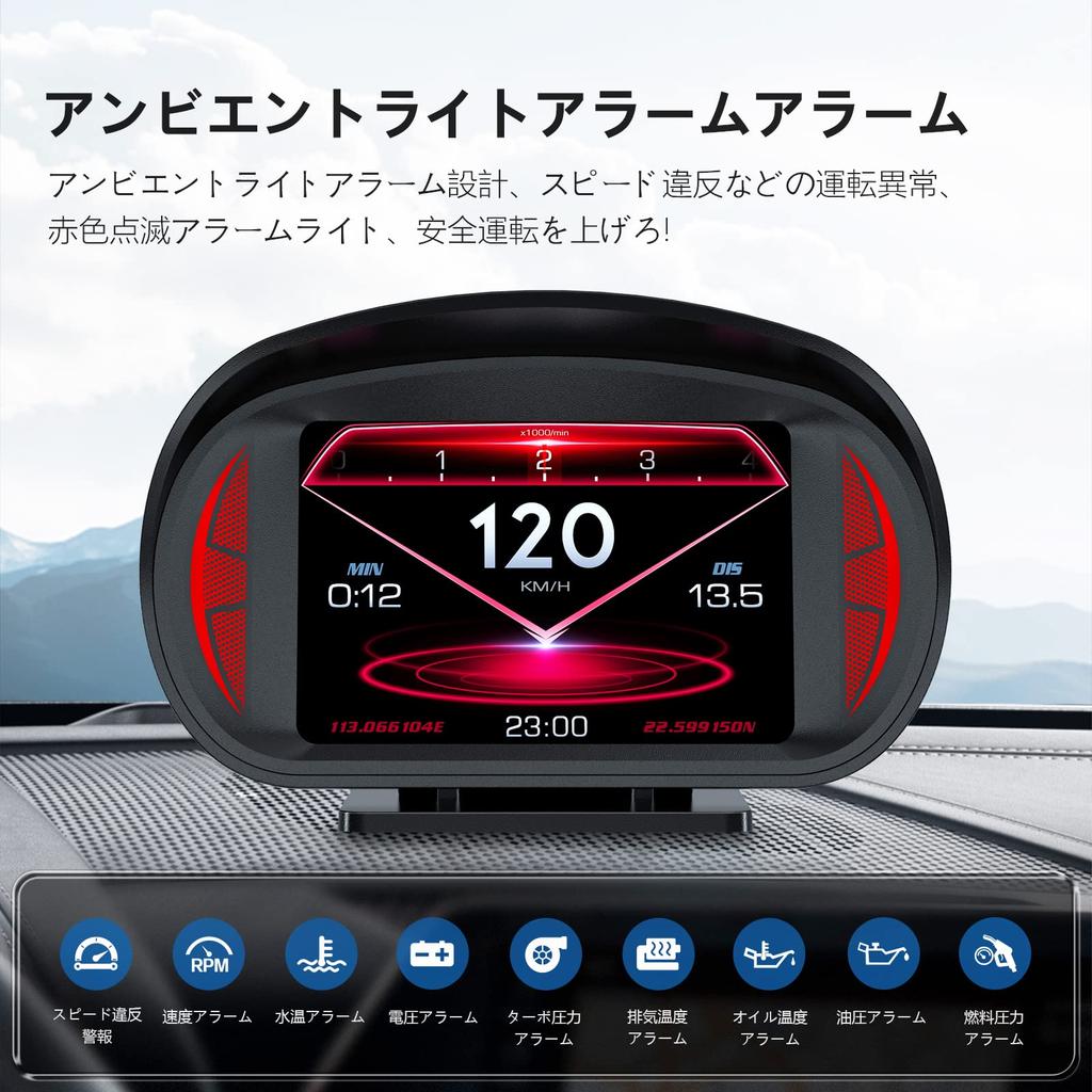 ChoiQua Car OBD2 Meter, Speedometer, Tachometer, GPS+OBD+Inclinometer Mode Multimeter with Fault Diagnosis and Warning Function