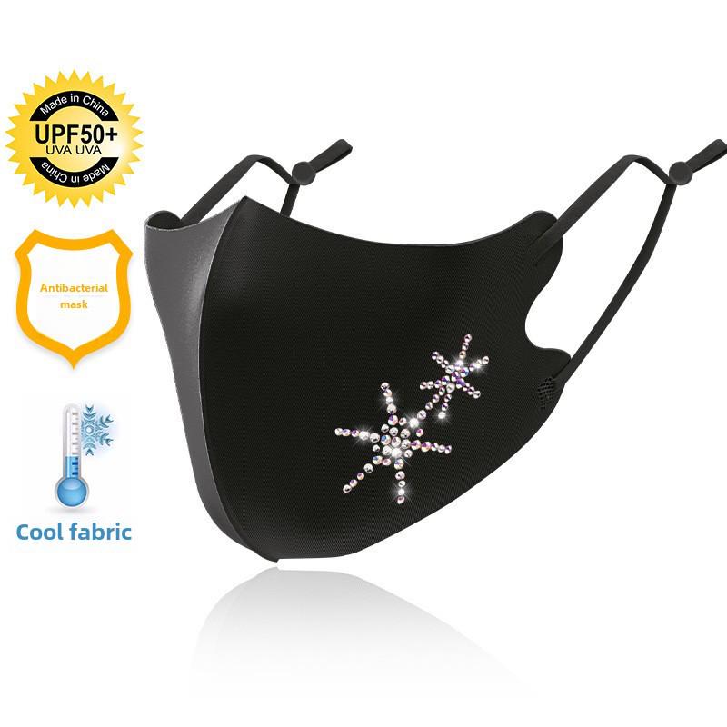 Моющаяся регулируемая алмазная маска: Дышащая, охлаждающая, противопылевая, солнцезащитная маска Ice Silk