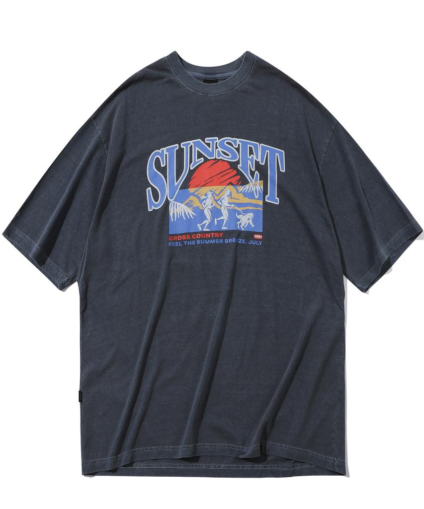 CPGN STUDIO Sunset Running Pigment Short Sleeve Tee Dark Blue