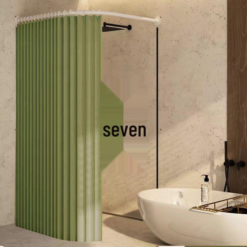 Magnetic No-Drill Waterproof Foldable Shower Curtain for Dry-Wet Separation