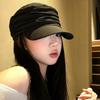 Vintage Pleated Black Equestrian Hat Ladies Spring Summer Fashion Show Face Little Beret Versatile Cap