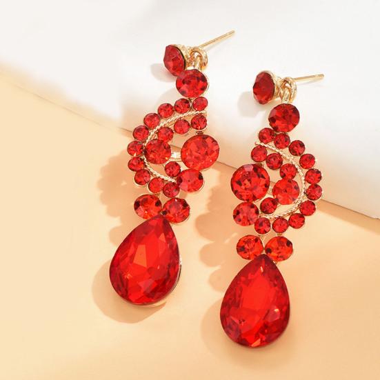 1 комплект ювелирных изделий, ожерелье, серьги, роскошные стразы, изысканное сверкающее ожерелье с подвеской в ​​тон, длинные висячие серьги на шею невесты