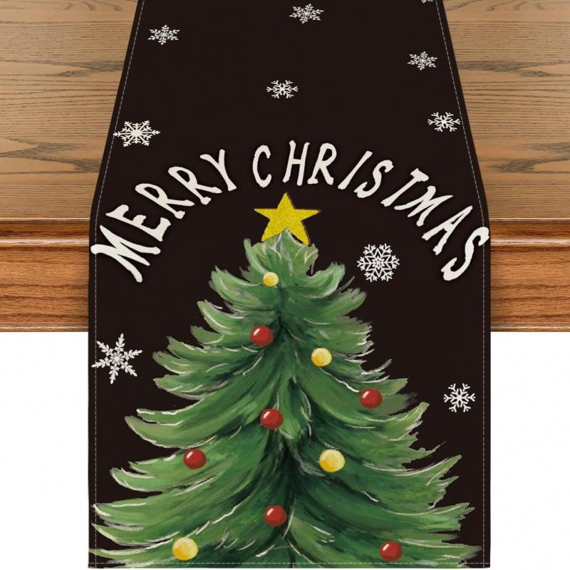 Праздничная скатерть-дорожка 'Снеговик' на рождественскую елку для дома, кухни, столовой, скатерть для украшения вечеринки