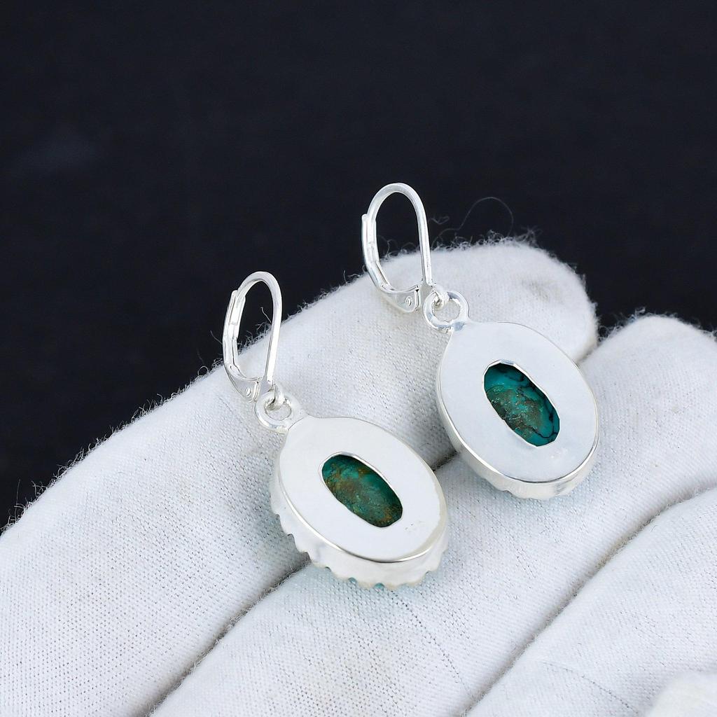 Серьги из серебра 925 пробы с бирюзовым камнем, серьги-подвески из серебра в стиле бохо, подарки для ватки, подарки для нее