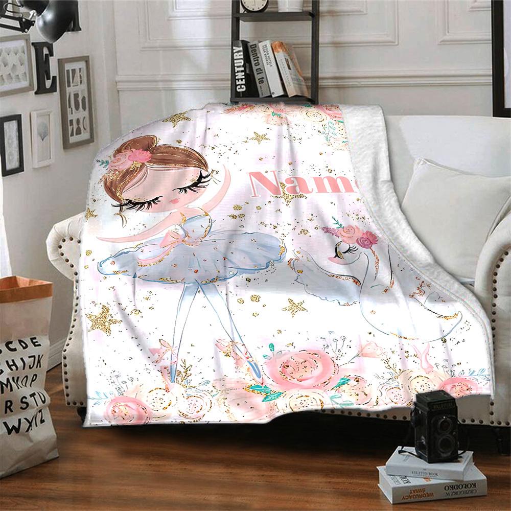 Ballet Princess Floral Personalized Blankets Cozy Soft Lightweight Allseason Multipurpose Blanket For Picnics Sofas Offices Beds Living Rooms Suitable
