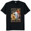 Футболка Jesus Has Rizzen в стиле ретро, религиозная, уличная одежда в стиле Харадзюку, 100% хлопок, унисекс, летние футболки с круглым вырезом, свободные топы