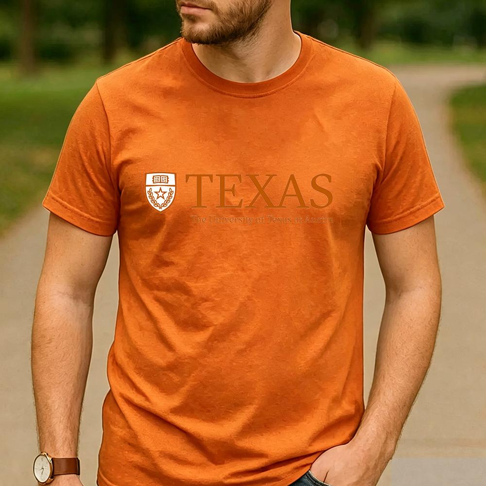 Vintage Retro The University of Texas at Austin Logo Cotton Graphic T Shirt Unisex Short Sleeve Alumni Graduate Holiday Gift Tee