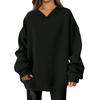 Women Winter Tops Women's Long Sleeve Sweatshirt Casual V-neck Loose Fit Pollover Fleece Tops