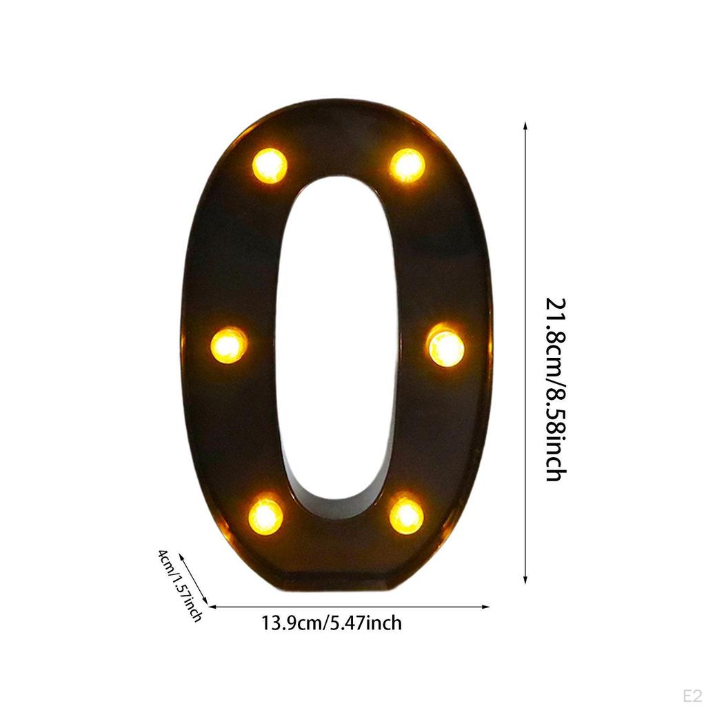 Black Marquee Number Lamp Lighted Light Warm White Up Sign for