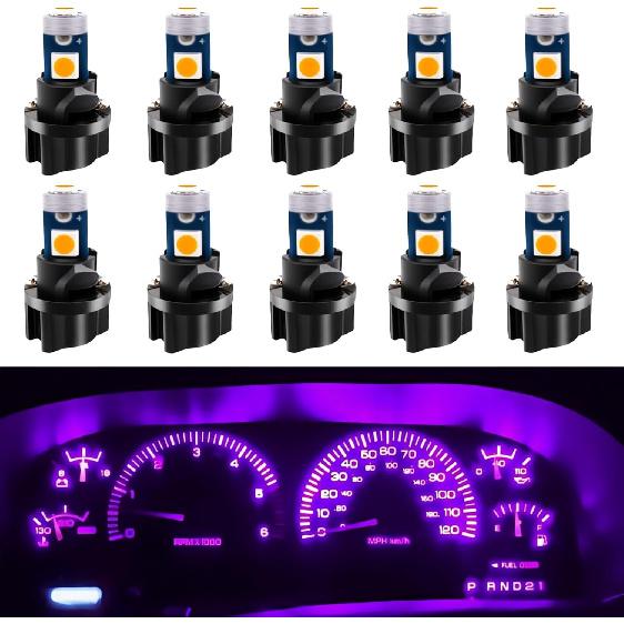 WLJH 10 Pack White Canbus T5 Led Bulb 2721 37 74 Wedge Lamp PC74 Twist Sockets Dash Dashboard Lights trument Panel Cluster Leds Car Replacement