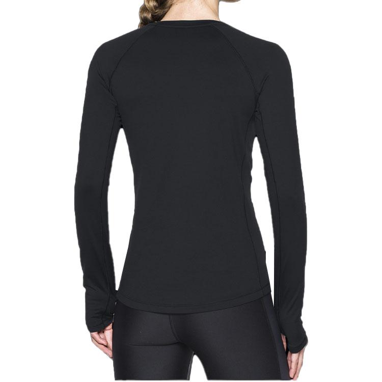 Under Armour Сплошной логотип с круглым вырезом и принтом, спортивная повседневная футболка с длинным рукавом, женские топы, черный цвет 1281244-001