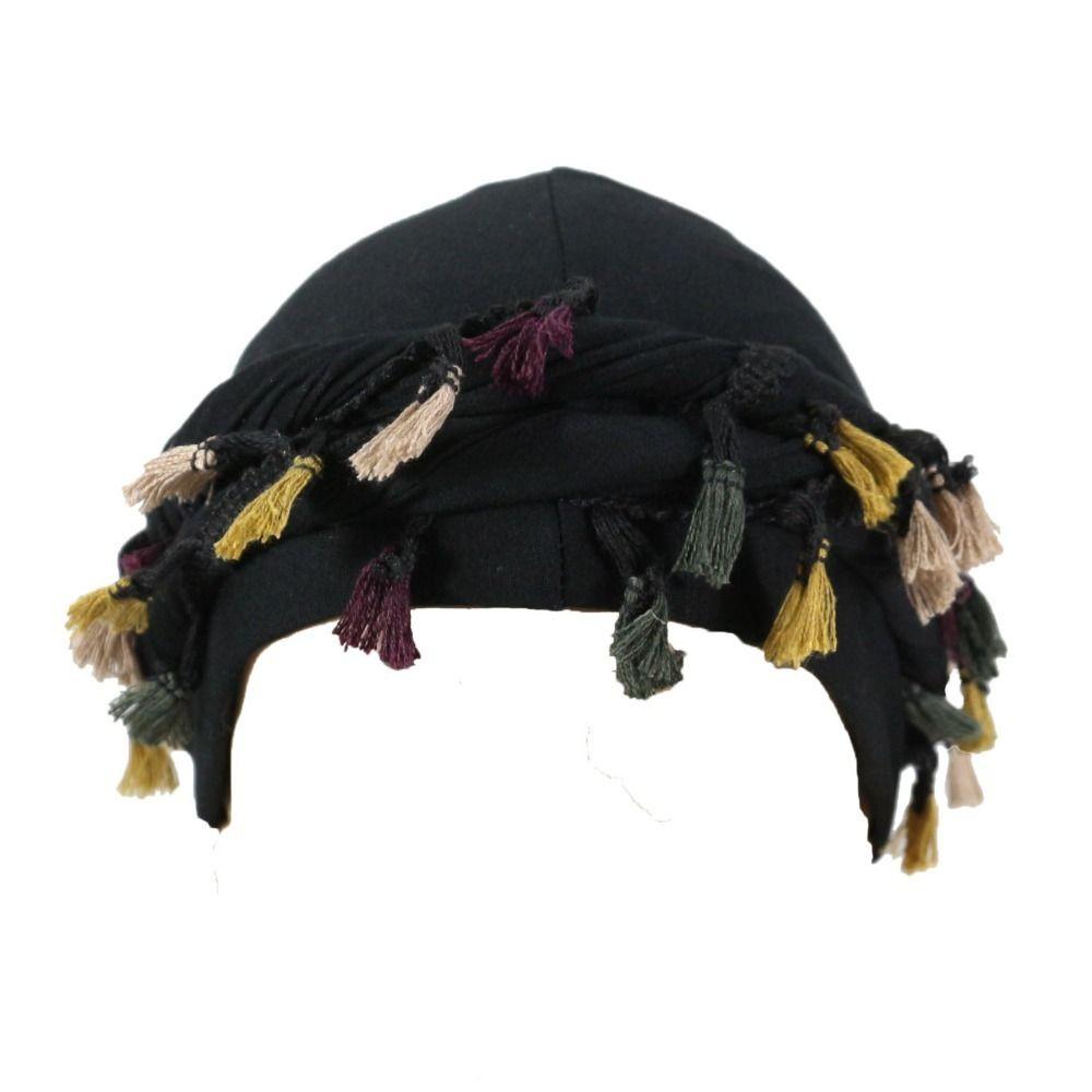 Burr Trim Punk Bandana Hat Fringe Head Wraps Solid Men Braid Hat Hiking