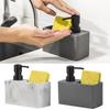 Kitchen Soap Dispenser Press Type Pump Marble Surface Large Capacity Leakproof with Storage Compartment Sink Fish Rag Holder Bathroom Lotion Container