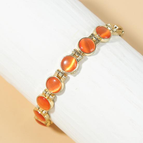 Браслет для магнитной терапии, позолоченный, снимает усталость, ювелирные изделия, блестящий камень «кошачий глаз»