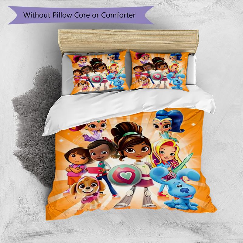 3pcs Nella the Princess Knight pattern bedding set duvet cover set includes duvet cover &pillowcases, perfect all season bedroom decoration & gift
