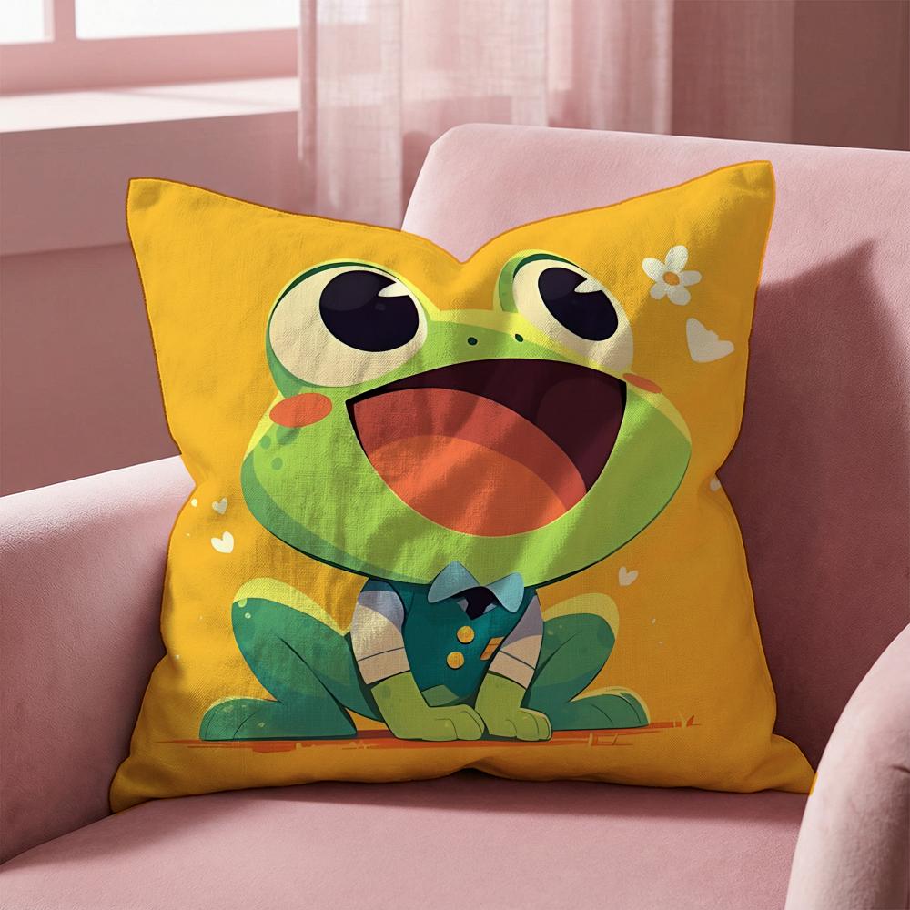 Animal cute frog Cushion Cover MultiScene Pillow Cover for Home  Car  Reversible Soft  Durable for Daily Use