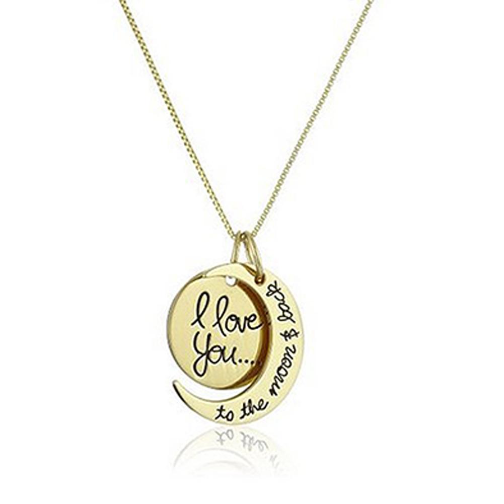 Creative Moon and Sun Shape with Letter Pendant Necklace Fashion Elegant Couple Necklace