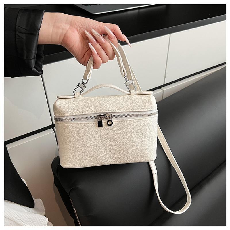 Chic Lychee Grain Women Lunch Tote Bag Insulated Shoulder Crossbody Handheld Bag for Commute Office Food Storage
