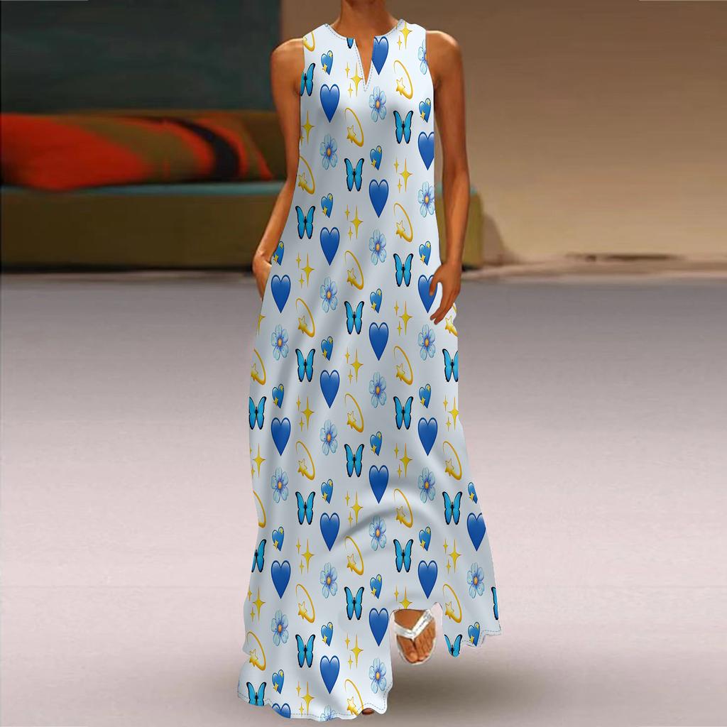 Женское платье-трапеция макси с длинными рукавами и красочным принтом, осенне-зимний вариант с v-образным вырезом, элегантный и ретро-стиль