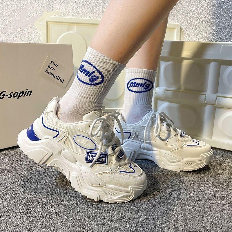 Dad's Shoes Female Ins Tide Spring and Summer Breathable Thick Soled Green Sneakers Women's Running Shoes