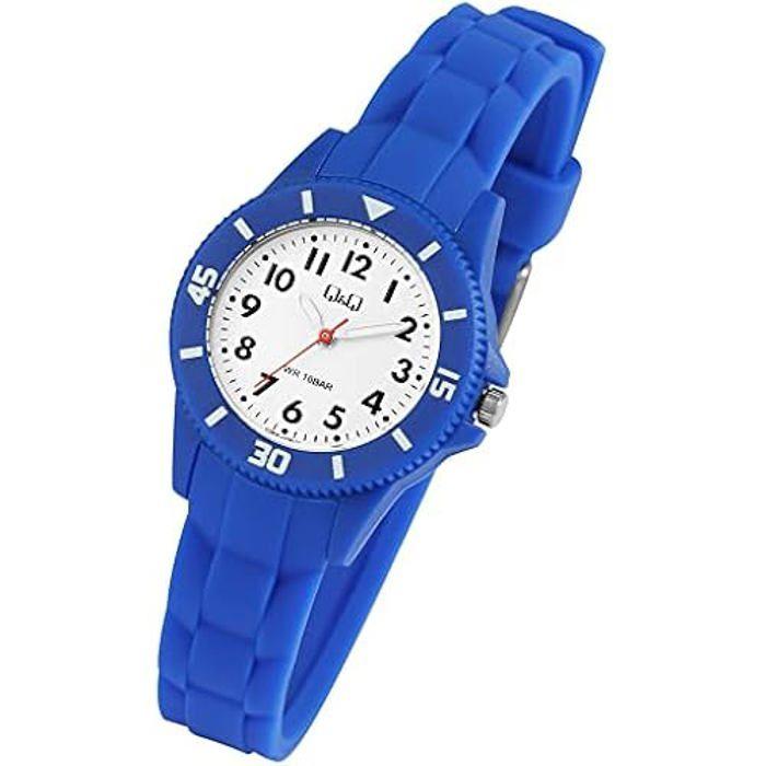 Montre enfant - Q&amp;Q - V26A-00XVY - Silicone bleu - Étanchéité 10 ATM - Cadran clair