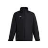 Li Ning Badminton Series Logo Printed Ветрозащитная удобная хлопковая куртка с воротником-стойкой Куртка унисекс черного цвета AJMU297-1