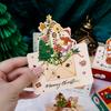 1-12Pcs Christmas Greeting Cards Cartoon Santa Claus Snowman Folding Postcard Christmas Birthday New Year Gifts Wrap Supplies
