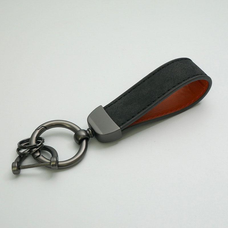 1PC Bag Pendants Leather Car Key Rings Leather Keychain Pure Color Buckle Cars Key Ring Gifts