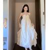 New French neck dress women's seaside photo shoot holiday halter dress super fairy loose a-word skirt