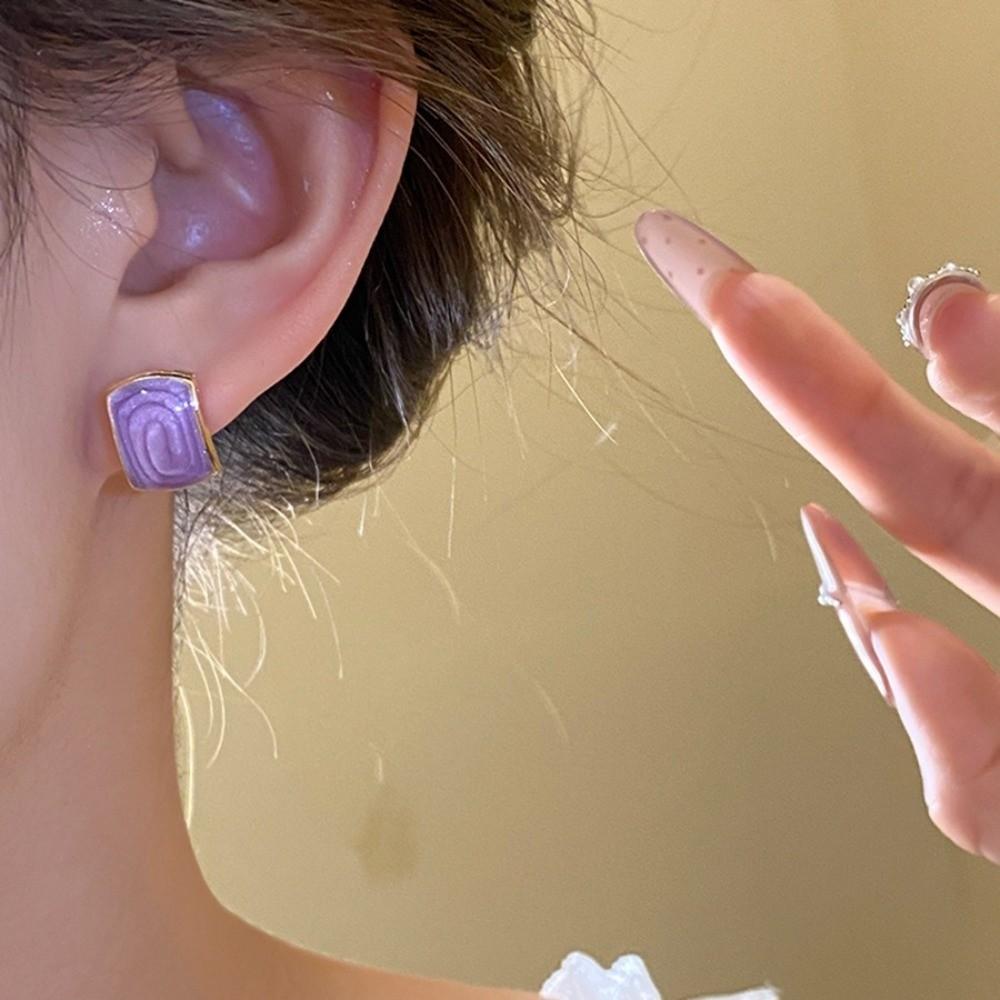 5 Pair French Retro Women Stud Earrings Square Stud Earrings New Ear Accessory Street Trend Outfit