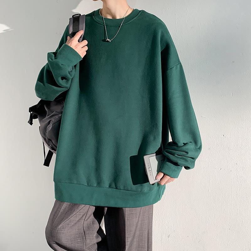 Толстовки с круглым вырезом, однотонный мужской удобный свитер на осень и зиму, свободный спущенный плечевой пояс, круглый вырез, универсальный свитер Tide