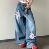 Jeans Trendy Spring and Autumn Style Personalized Loose Pants American Retro Washed Patch Jeans