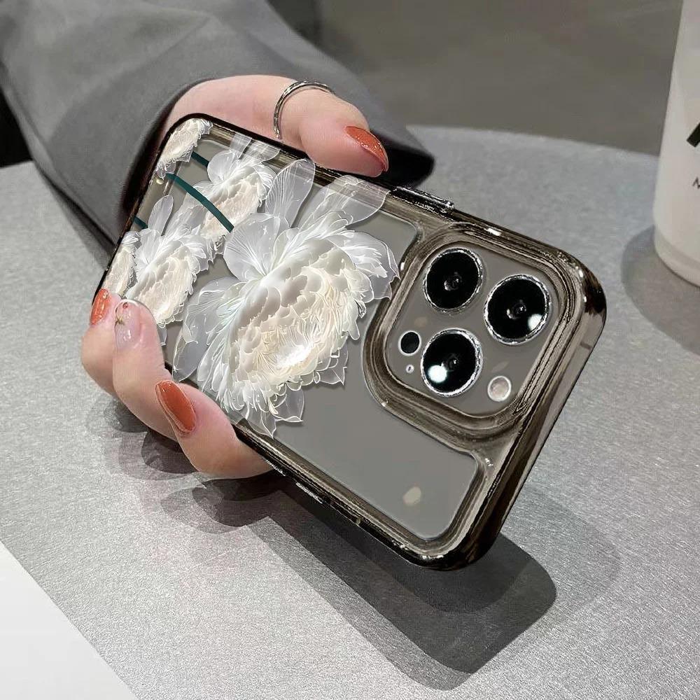 Ударопрочный чехол для телефона с цветком лотоса для iPhone 15 Pro Чехол iPhone 13 11 16 12 14 Pro Max XR 16e XS 8 7 Plus SE Прозрачная крышка