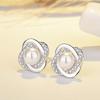 Qiaolanxuan Silver Needle Zircon Pearl Earrings Fashion Women's Jewelry