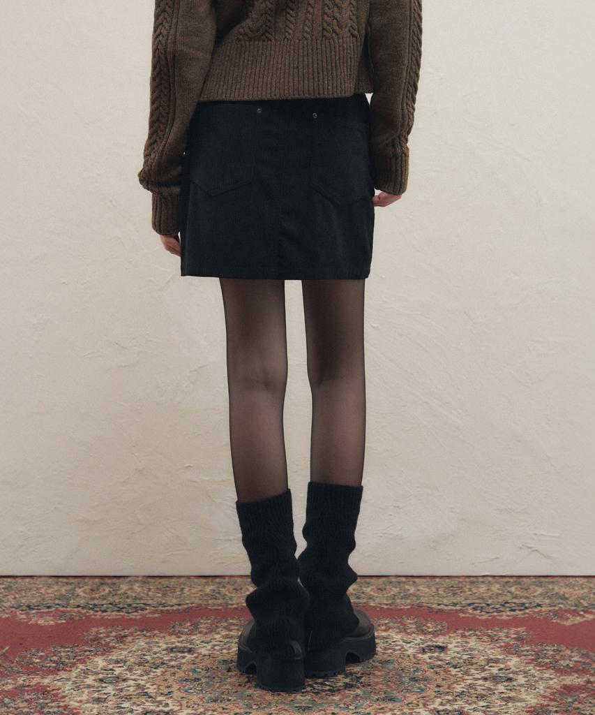 Ledeoli Corduroy Mini Skirt [Black]