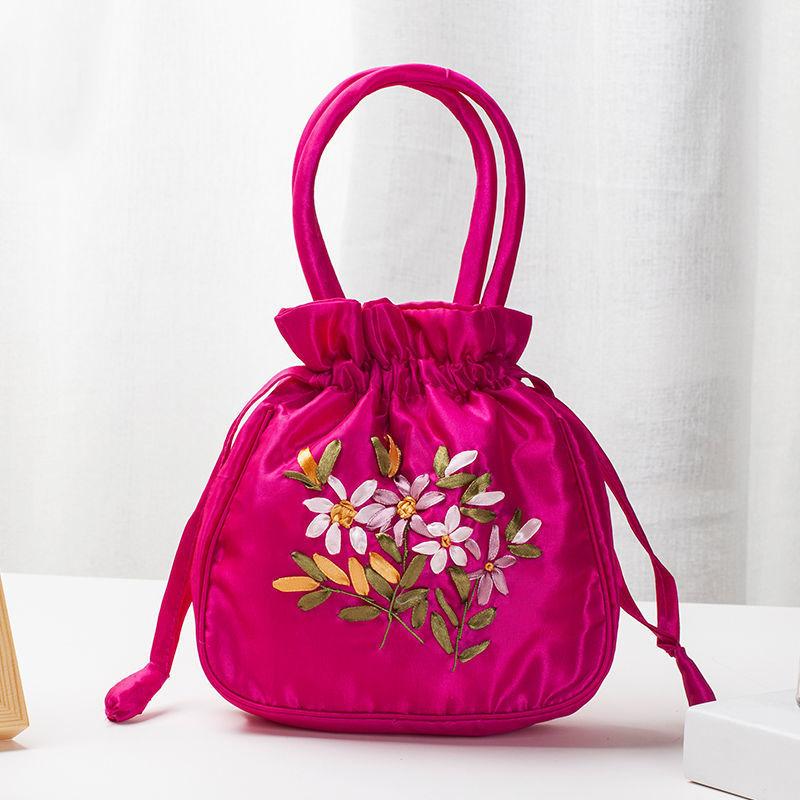 Yogodlns Сумки на завязках с вышивкой в ​​стиле ретро, ​​сумки для хранения, женский кошелек, кошельки, держатель для карт, ведро, сумка на плечо, сумки на запястье