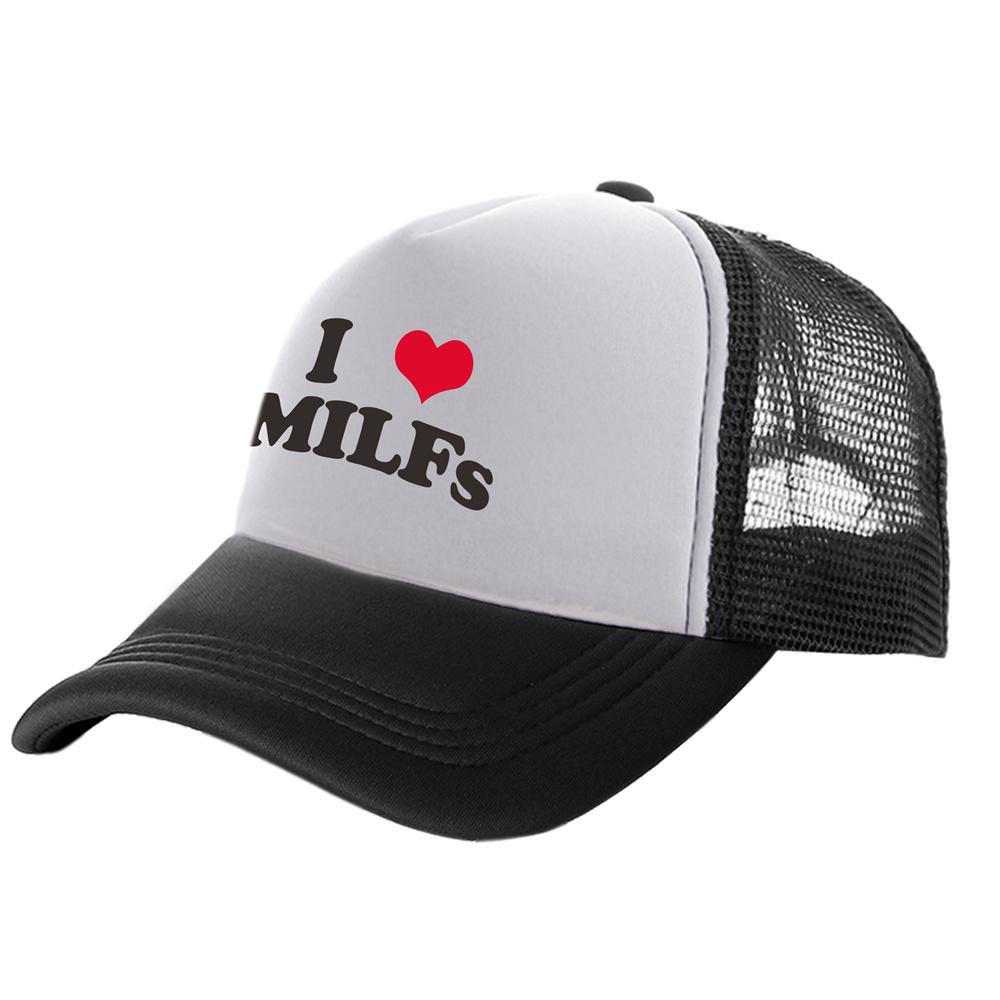 I Love MILFS Trucker Caps Unisex Funny Humor Hat Baseball Cap Cool Summer Unisex Mesh Net Caps MZ