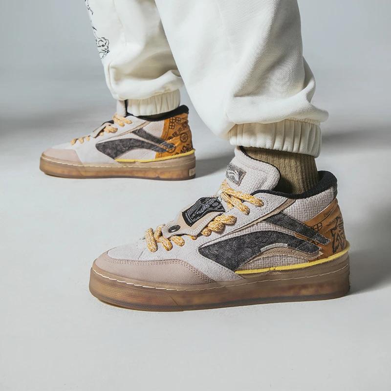 Li Ning We Wu 180 Skateboard Culture Chang An Youth Roujiamo Универсальные эстетичные нескользящие амортизирующие низкие кроссовки для скейтбординга Женские кроссовки AECR126-1