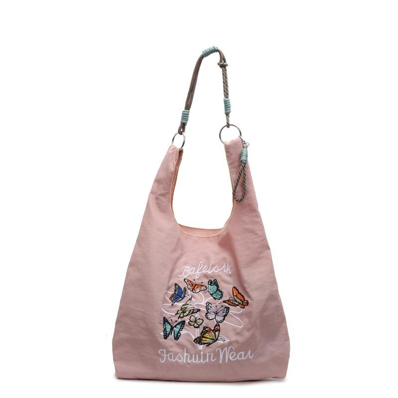 Вышитая сумка для покупок Новая экологичная сумка Мода для通勤 Универсальная сумка-тоут на плечо женская тканевая сумка