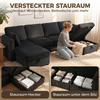 Corner Sofa 4-Seater U-Shaped Sofa with Storage Ottoman, 306 cm Corner Couch with Corduroy Look, 4 Cushions, for Living Room