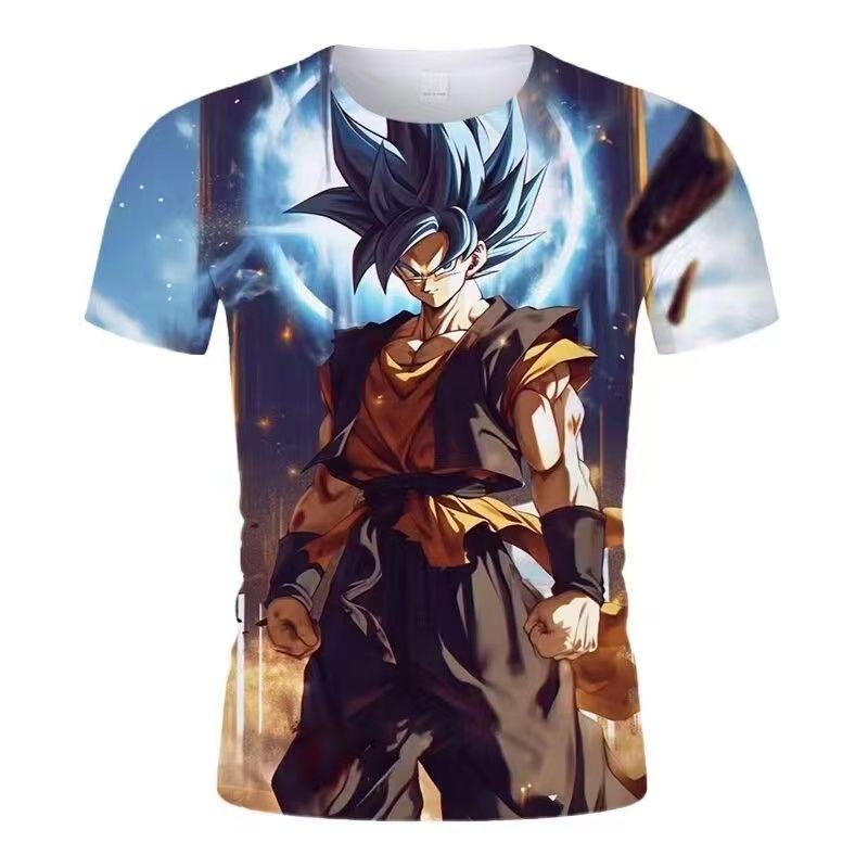 Летняя новинка 2024 года с коротким рукавом и 3D-принтом, модная крутая мужская и женская футболка с круглым вырезом в стиле аниме «Dragon Ball»