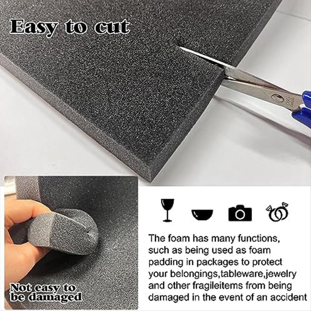 #33R DIY & Tools,6 PCS Polyurethane Foam Pads for Case Packaging Toolbox, 40X30X3cm,black