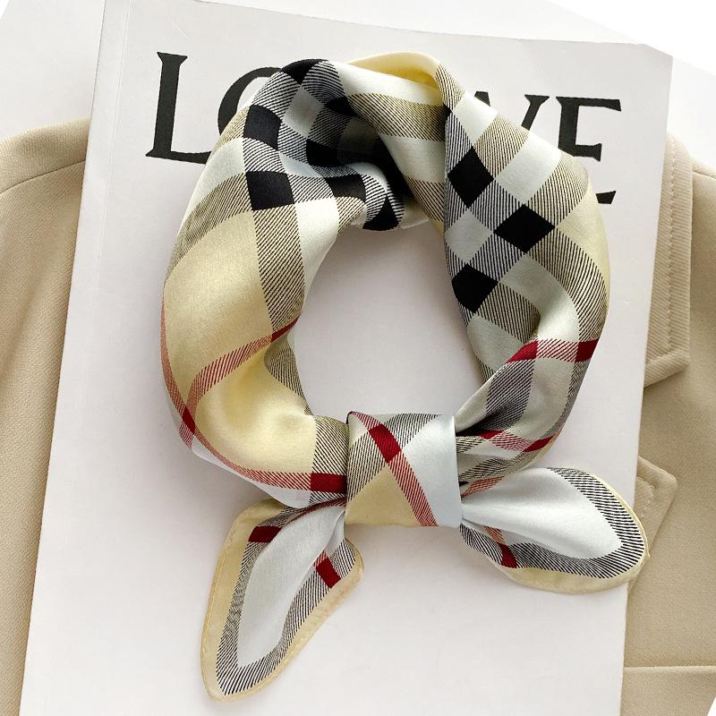 TOP 100% Silk Scarf Bright Color Floral Print Scarfs Shawls For Women 53cm Square Scarf Hangzhou Thin Summer Bag ScarfsSca