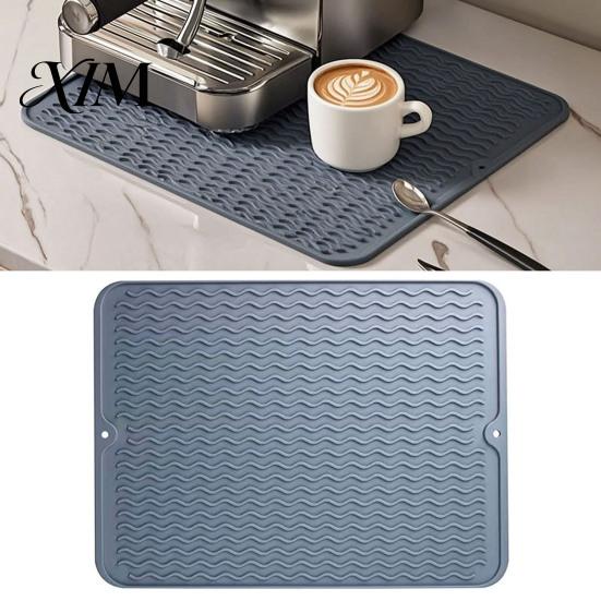 Countertop Placemat Silicone Dish Drying Mat, Heat Resistant Kitchen Counter Mat Waterproof Utensil Drainer for Dining Table, Compact Storage